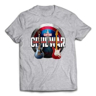 Avengers Civil War Custom Guitar T-Shirt -Heather Grey