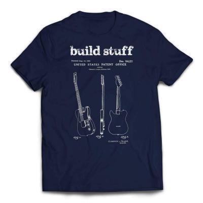 Build Stuff Fender Guitar Patent T-shirt - Navy