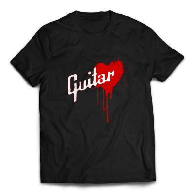 Awesome Gibson Style Bleeding Heart Guitar T-shirt - Black