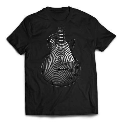 Custom Les Paul Guitar Fingerprint T-shirt - Black