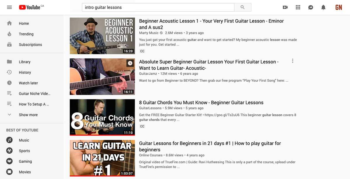 Youtube Guitar Lessons