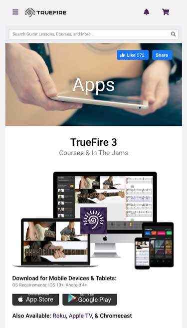 TrueFire Lessons - Apps Mobile Header